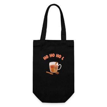 Lustiger Spruch Ho-Ho-Hol mir den Glühwein! - Geschenkbeutel für Flaschen - Schwarz - Vorne