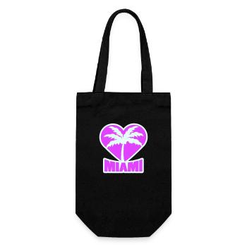 I Love Miami Beach USA Herz Palme Amerika Liebe - Geschenkbeutel für Flaschen - Schwarz - Vorne