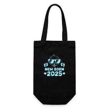 new born 2025 baby - Geschenkbeutel für Flaschen - Schwarz - Vorne