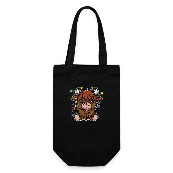 Vache Highland pour Noël - Sac à bouteille - noir - Devant