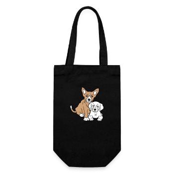 2 Hunde Team Zwei Freunde Crew Glücklich Brüder - Geschenkbeutel für Flaschen - Schwarz - Vorne