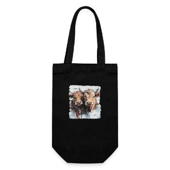 Two young bulls or two cows? - Gift Bag for Bottles - black - Front