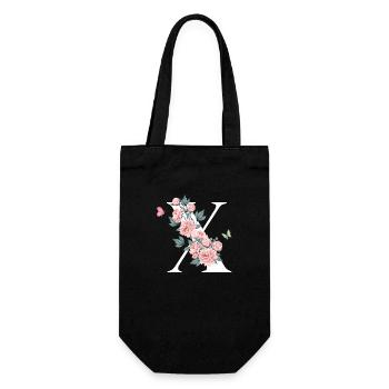 Letter x Pink Flowers - Gift Bag for Bottles - black - Front