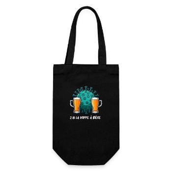 Ich habe eine Biergrippe - Geschenkbeutel für Flaschen - Schwarz - Vorne