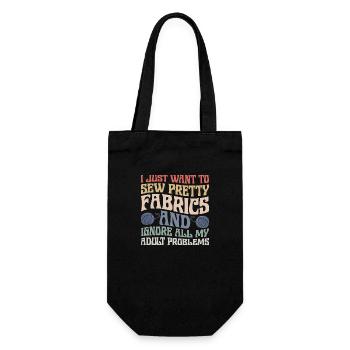 I Just Want To Sew Pretty Fabrics Quilter Quilting - Gift Bag for Bottles - black - Front