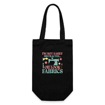 I'm Not Easily Distracted Quilter Quilting - Gift Bag for Bottles - black - Front