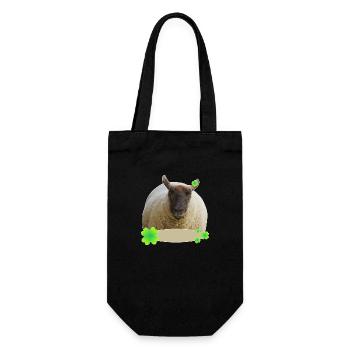 süßes Schaf mit Klee Glücksschaf Glück - Geschenkbeutel für Flaschen - Schwarz - Vorne
