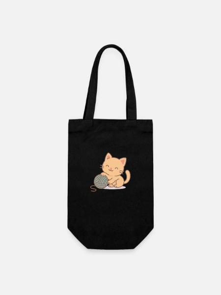 Kitten with ball of wool - Gift Bag for Bottles - black