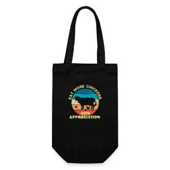 Iss mehr Hühnchen Retro-Kuh-Tag, Bauernhof, Kuhlie - Geschenkbeutel für Flaschen - Schwarz - Vorne