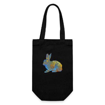 KANINCHEN MOSAIK night gold - Geschenkbeutel für Flaschen - Schwarz - Vorne
