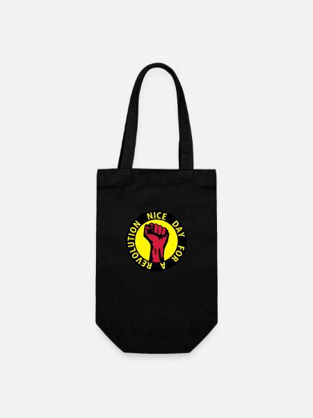 3 colors - nice day for a revolution - against - Sac à bouteille - noir