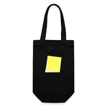 gelber Notizzettel , Klebezettel , sticky note - Geschenkbeutel für Flaschen - Schwarz - Vorne