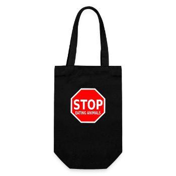 STOP EATING ANIMALS - Geschenkbeutel für Flaschen - Schwarz - Vorne