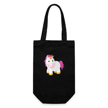 Pinkes glückliches Comic Einhorn - Geschenkbeutel für Flaschen - Schwarz - Vorne