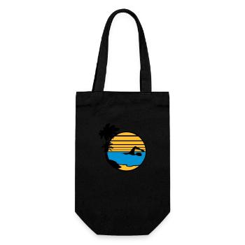 palmen insel urlaub ferien sonne strand schwimmen - Geschenkbeutel für Flaschen - Schwarz - Vorne