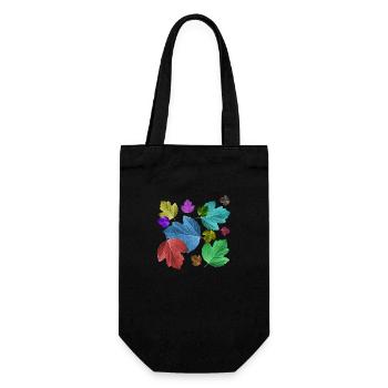 Blätter, bunt, Laub, Herbst, Baum, Blatt, Bäume - Geschenkbeutel für Flaschen - Schwarz - Vorne