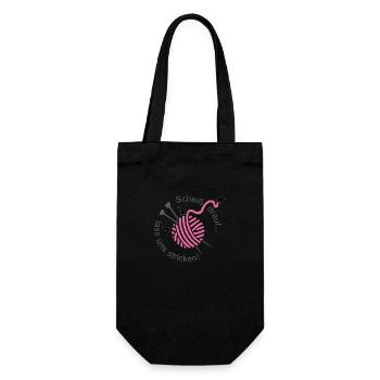 Stricken Hobby Handarbeit Stricknadel Geschenk - Geschenkbeutel für Flaschen - Schwarz - Vorne
