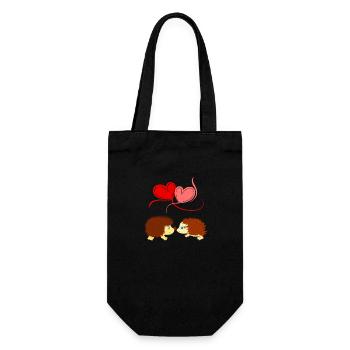 Igel - Liebe überwindet Stacheln - Comicstyle - Geschenkbeutel für Flaschen - Schwarz - Vorne