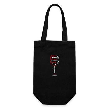 Weinglas Weinreben Rebsorten Shirt - Geschenkbeutel für Flaschen - Schwarz - Vorne
