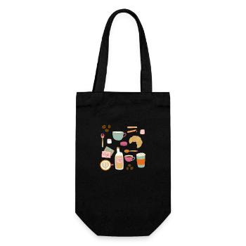 Drawing Coffee in a Cafe - Gift Bag for Bottles - black - Front