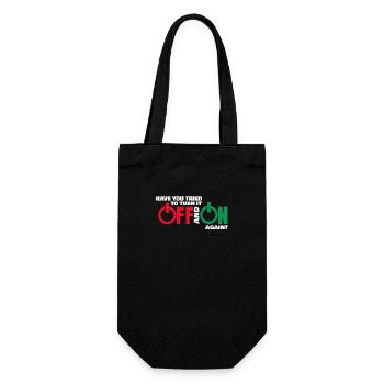 Off and On again an und aus Geschenk Informatiker - Geschenkbeutel für Flaschen - Schwarz - Vorne