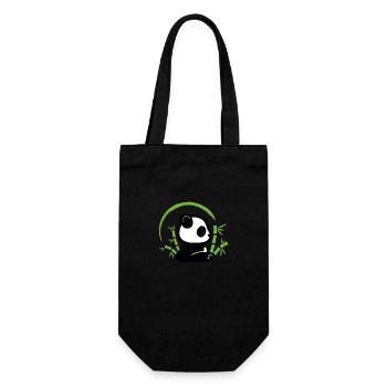Panda Bambus - Geschenkbeutel für Flaschen - Schwarz - Vorne
