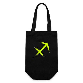 Schütze Sternzeichen Sagittarius Symbol Gelb Neu - Geschenkbeutel für Flaschen - Schwarz - Vorne