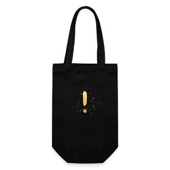 Ausrufezeichen ! gold Dekoration Symbol & Geschenk - Geschenkbeutel für Flaschen - Schwarz - Vorne