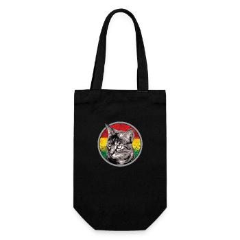 Reggae Katze - Geschenkbeutel für Flaschen - Schwarz - Vorne