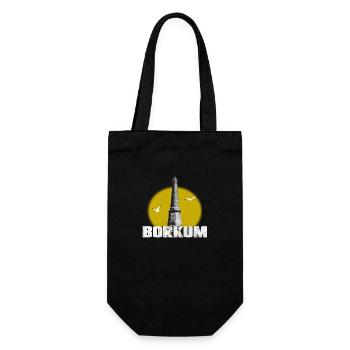 Borkum Neuer Leuchtturm weiss mit Sonne Shirt - Geschenkbeutel für Flaschen - Schwarz - Vorne