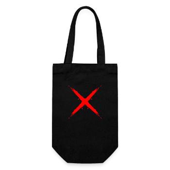 Kreuz Design Vektor Form Rot - Geschenkbeutel für Flaschen - Schwarz - Vorne