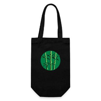circle round logo 3 bamboo plants many stem tree - Gift Bag for Bottles - black - Front