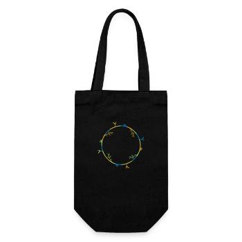 colorful circle ring round long bamboo plant silhouet - Gift Bag for Bottles - black - Front