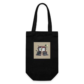 Computer with flowers - nature overwhelmed technique - Gift Bag for Bottles - black - Front
