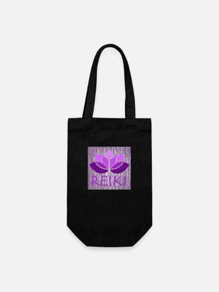 affiches reiki avec lotus violet - Sac à bouteille - noir