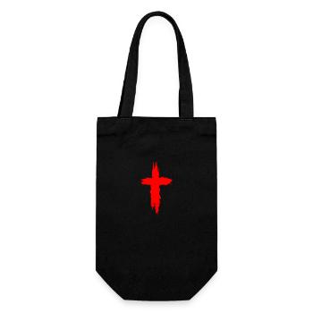 Religion Symbol Kreuz Rot - Geschenkbeutel für Flaschen - Schwarz - Vorne