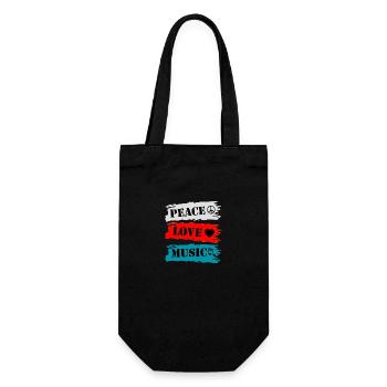 Music Peace Love Gift for Music Lovers - Gift Bag for Bottles - black - Front