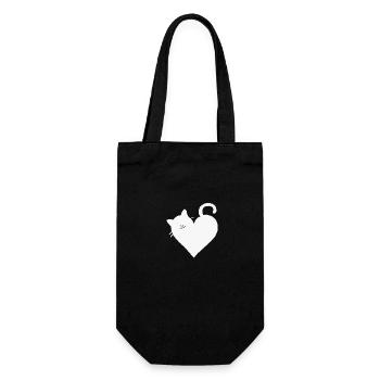 Katze Geschenk Liebe Herz miau cat Katzenmama weiß - Geschenkbeutel für Flaschen - Schwarz - Vorne