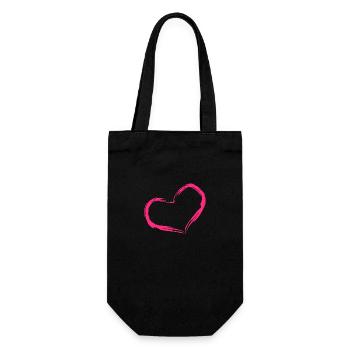 Herz Rosa Geschenk Liebe - Geschenkbeutel für Flaschen - Schwarz - Vorne