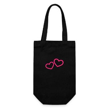 Zwei Herzchen Herz Rosa - Geschenkbeutel für Flaschen - Schwarz - Vorne