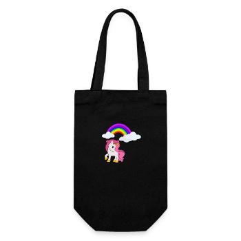 Einhorn Regenbogen Mädchen Unicorn Tochter - Geschenkbeutel für Flaschen - Schwarz - Vorne