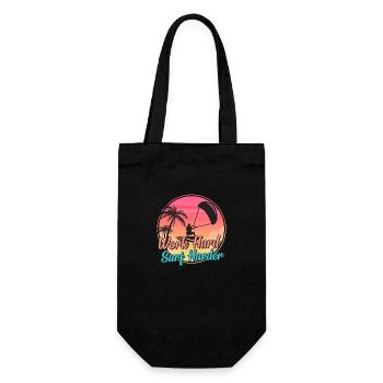 Work Hard Surf Harder: Kite Kiteboard Kiteboarding - Geschenkbeutel für Flaschen - Schwarz - Vorne