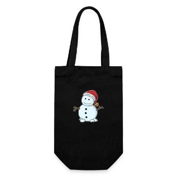 Schneemann ohne Nase - Geschenkbeutel für Flaschen - Schwarz - Vorne