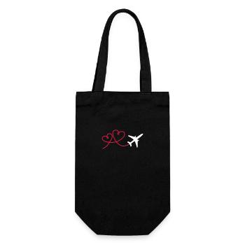 Airplane aviator with heart - Gift Bag for Bottles - black - Front