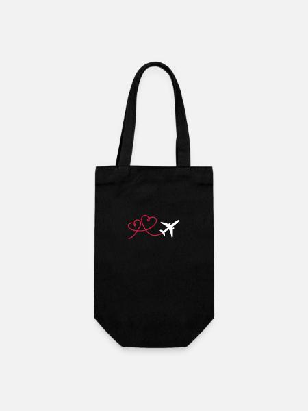 Avion avion avec coeur - Sac à bouteille - noir