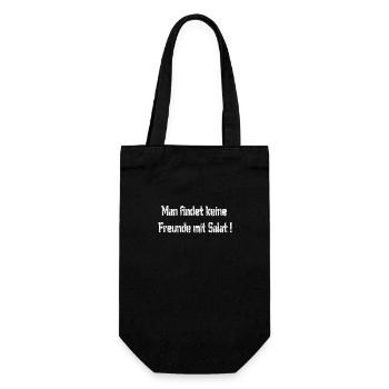 Man findet keine Freunde mit Salat,BBQ,Grill,FUN - Geschenkbeutel für Flaschen - Schwarz - Vorne