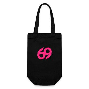69 Symbol Zahl Rosa - Geschenkbeutel für Flaschen - Schwarz - Vorne