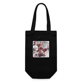 Collage animal dog, bird, rabbit, cat child - Gift Bag for Bottles - black - Front