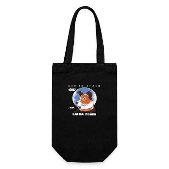 Outer space dog, LAIKA, 1957 space travel gift, Space - Gift Bag for Bottles - black - Front