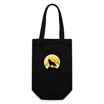 Vollmond Wolf Geschenk - Geschenkbeutel für Flaschen - Schwarz - Vorne